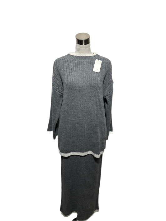 Ensemble jupe en maille gris