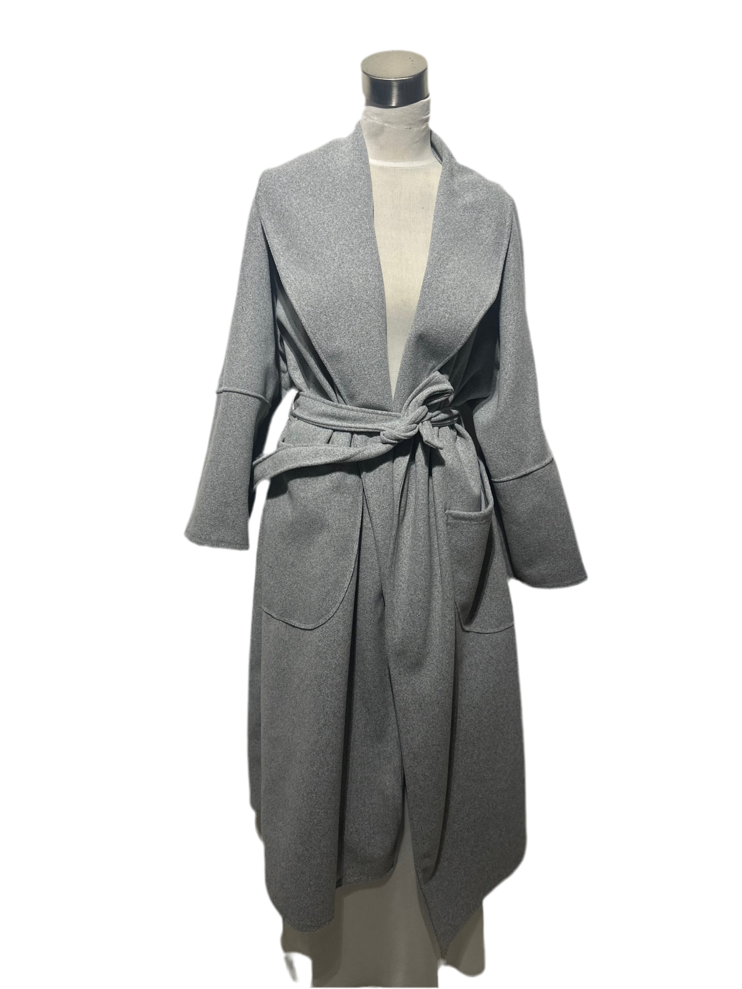 Manteau long en laine gris