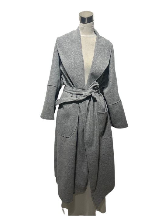 Manteau long en laine gris