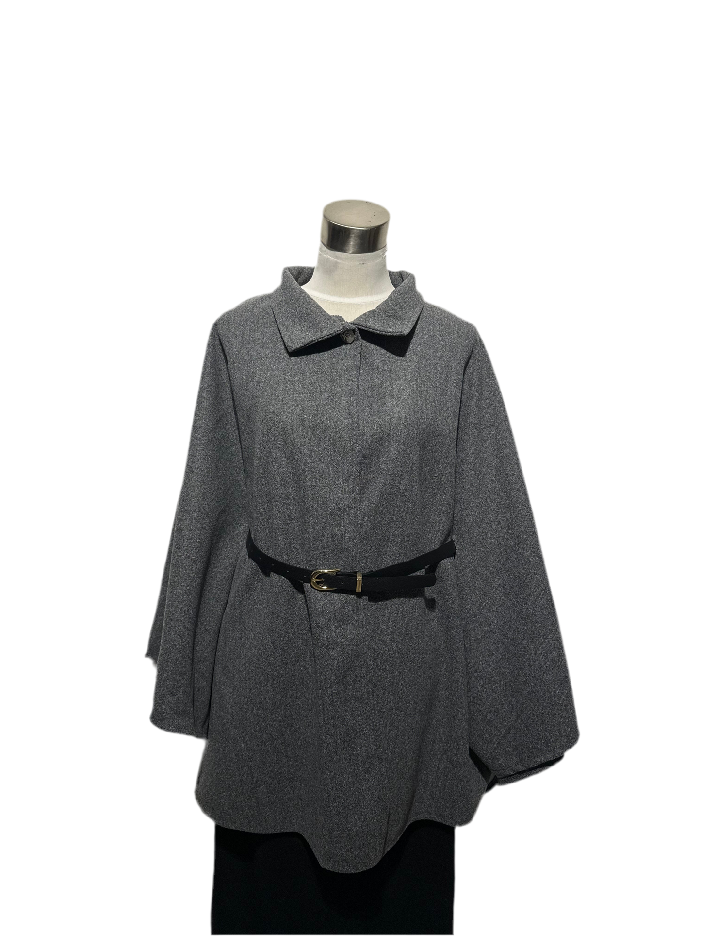 Veste cape avec ceinture gris