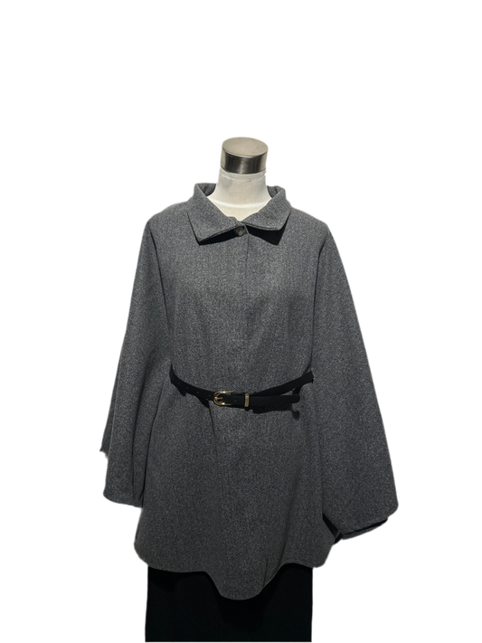 Veste cape avec ceinture gris