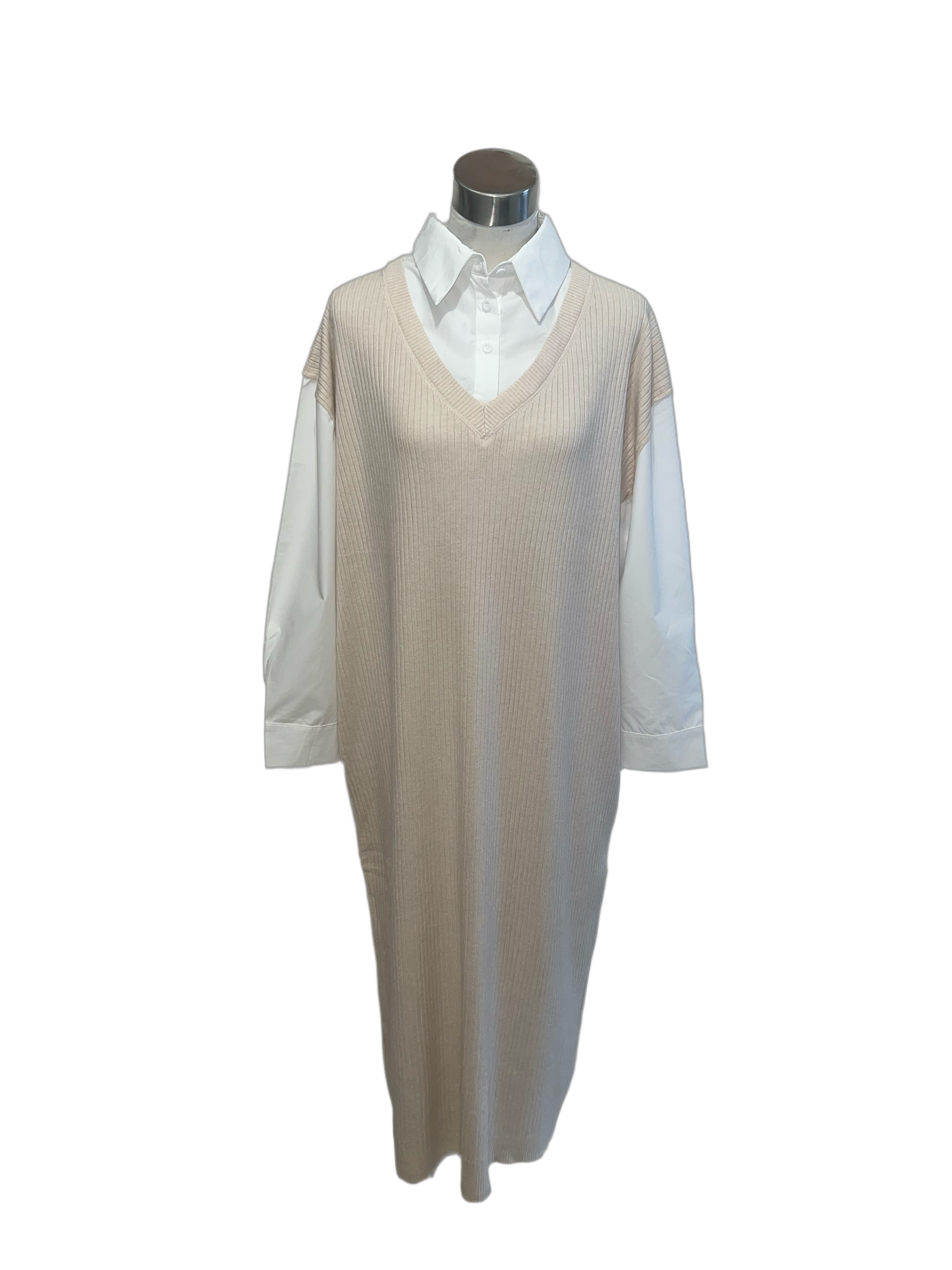 Robe chemise beige