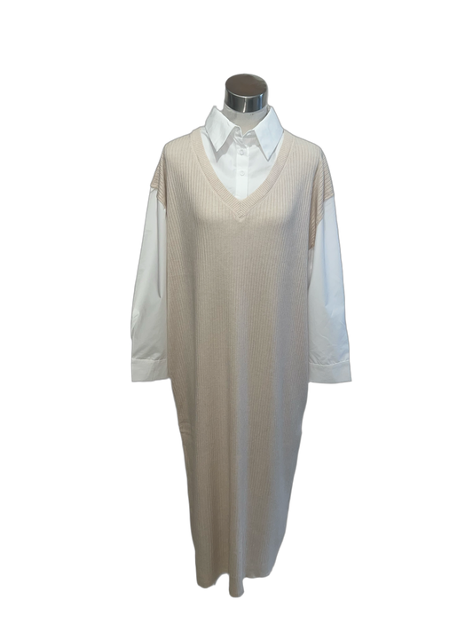 Robe chemise beige